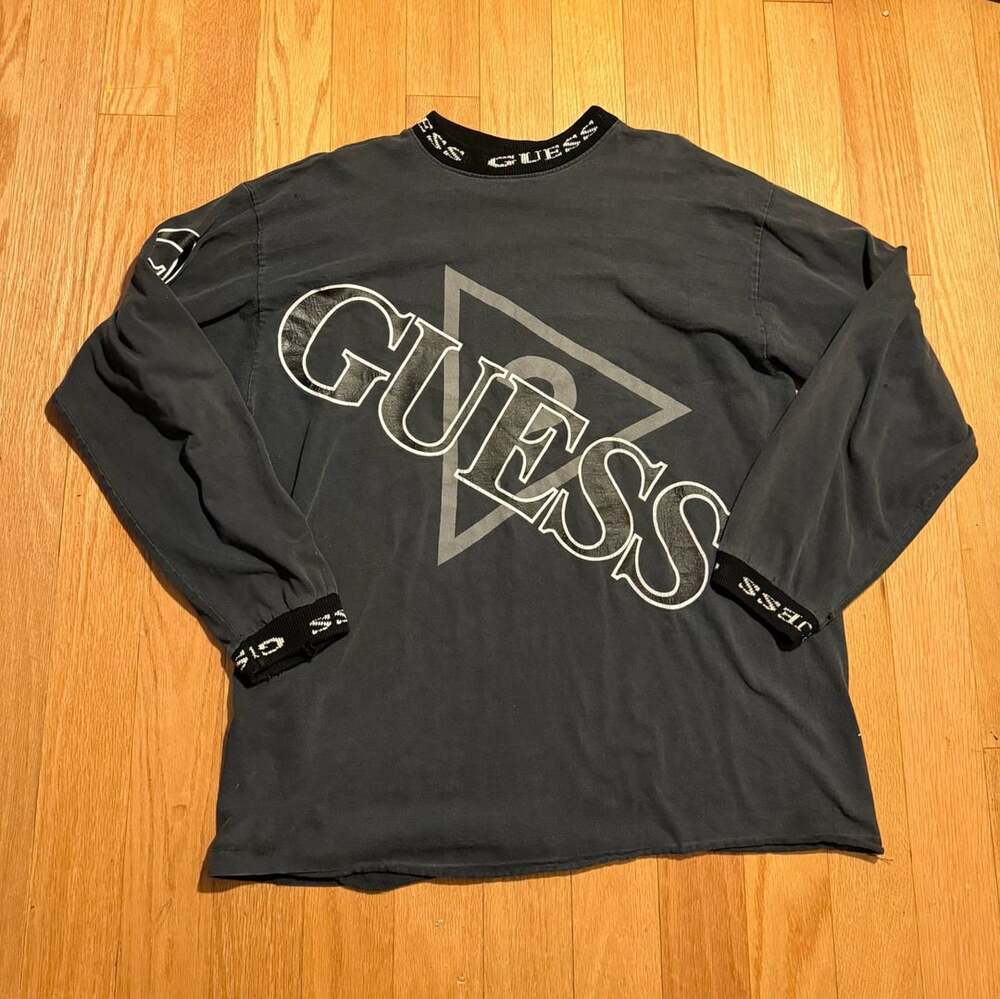 Vintage Guess Georges Marciano Long Sleeve Shirt Distressed Black
